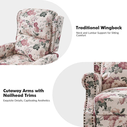 Fauteuil inclinable manuel Terri Classic avec accoudoirs coupés et clous pour salon, lot de 2 par HULALA HOME