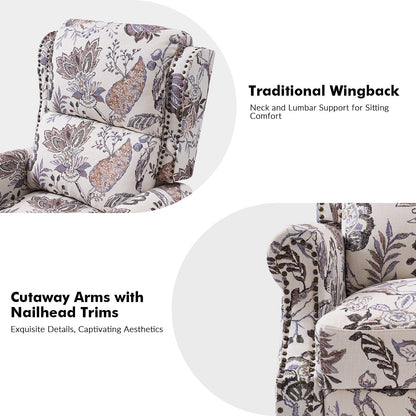 Fauteuil inclinable manuel Terri Classic avec accoudoirs coupés et clous pour salon, lot de 2 par HULALA HOME