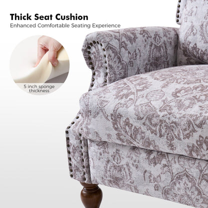 Fauteuil inclinable manuel classique Terri avec accoudoirs coupés et clous pour salon par HULALA HOME