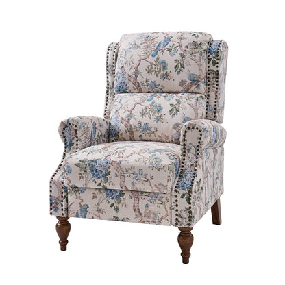 Fauteuil inclinable manuel classique Terri avec accoudoirs coupés et clous pour salon par HULALA HOME