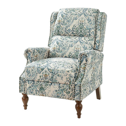 Fauteuil inclinable manuel classique Terri avec accoudoirs coupés et clous pour salon par HULALA HOME