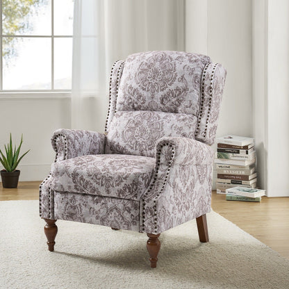 Fauteuil inclinable manuel classique Terri avec accoudoirs coupés et clous pour salon par HULALA HOME