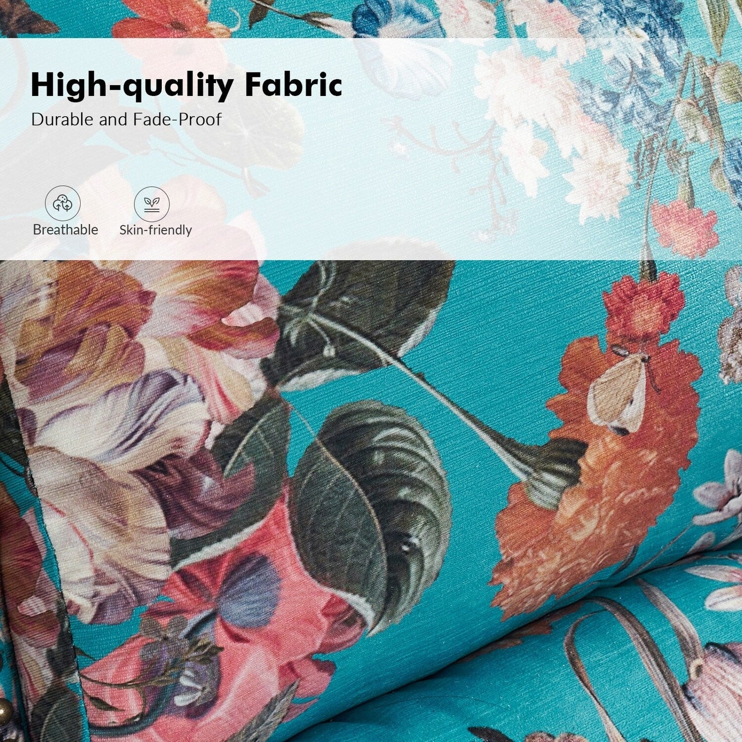 Fauteuil inclinable manuel classique Terri avec accoudoirs coupés et clous pour salon par HULALA HOME