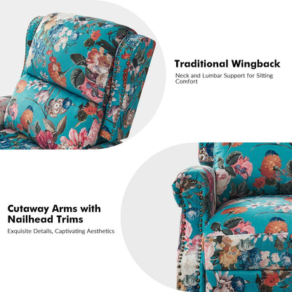 Fauteuil inclinable manuel classique Terri avec accoudoirs coupés et clous pour salon par HULALA HOME