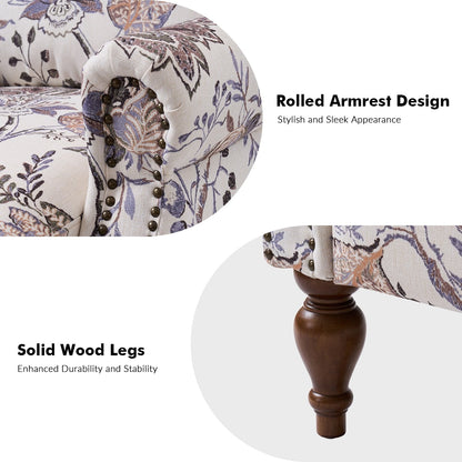 Fauteuil inclinable manuel classique Terri avec accoudoirs coupés et clous pour salon par HULALA HOME