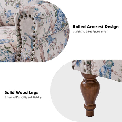 Fauteuil inclinable manuel classique Terri avec accoudoirs coupés et clous pour salon par HULALA HOME