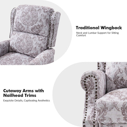 Fauteuil inclinable manuel classique Terri avec accoudoirs coupés et clous pour salon par HULALA HOME