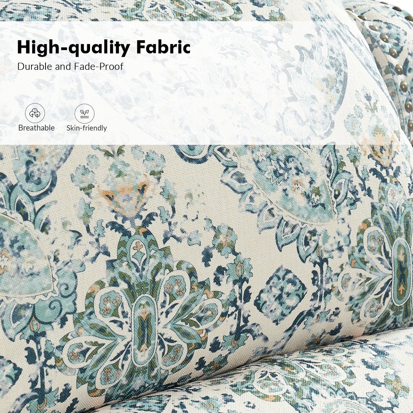 Fauteuil inclinable manuel classique Terri avec accoudoirs coupés et clous pour salon par HULALA HOME