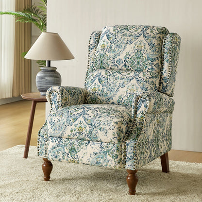 Fauteuil inclinable manuel classique Terri avec accoudoirs coupés et clous pour salon par HULALA HOME
