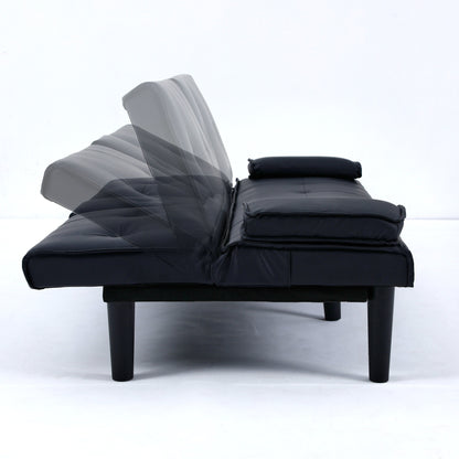Canapé-lit multifonctionnel en PVC de 67 pouces, pliable et avec porte-gobelet