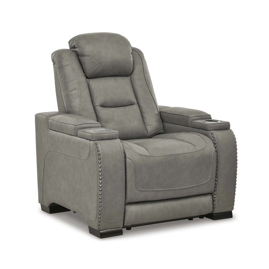 Fauteuil inclinable électrique contemporain Man-Den avec appui-tête réglable, gris tourterelle