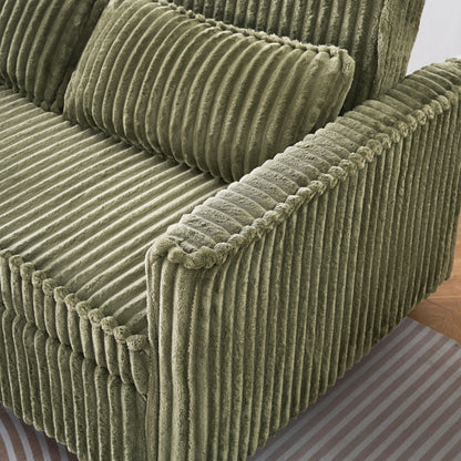 Le canapé gigogne en velours côtelé à double fonction, équipé d'un plateau mobile et de ports USB, convient