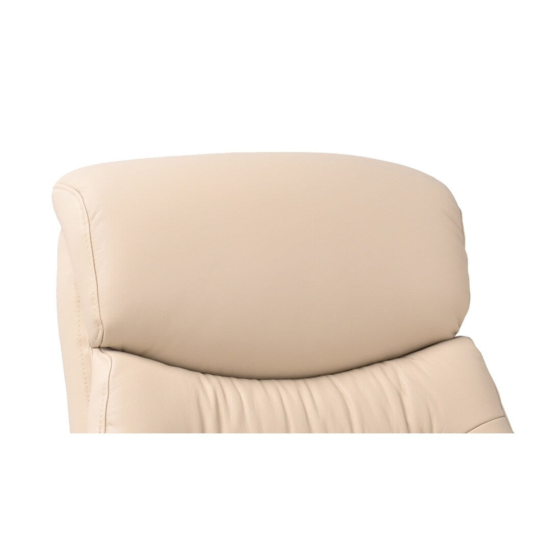 Fauteuil inclinable pivotant en cuir avec pouf de rangement assorti