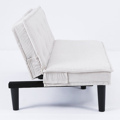 Ce canapé-lit en velours côtelé de 66 pouces peut basculer entre les deux formes confortables