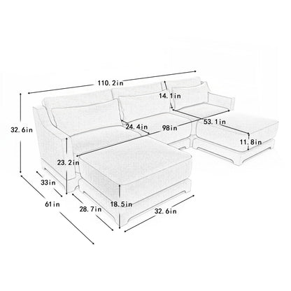 Canapé trois places avec 2 poufs amovibles
