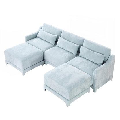 Canapé trois places avec 2 poufs amovibles