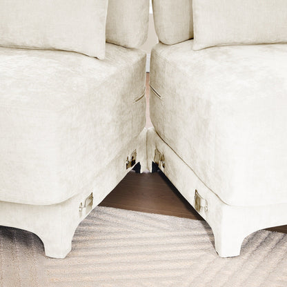 Canapé trois places avec 2 poufs amovibles