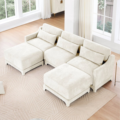 Canapé trois places avec 2 poufs amovibles