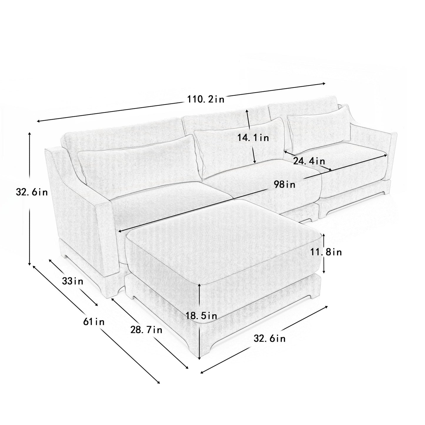 Canapé trois places en chenille