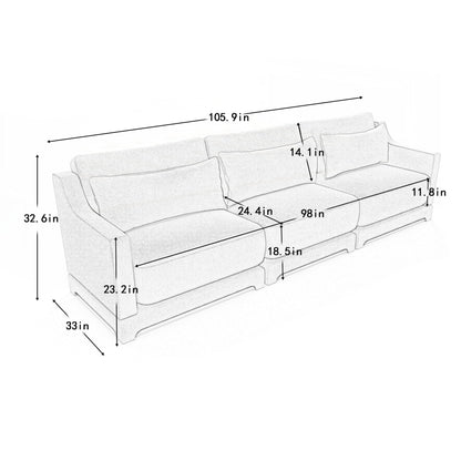 Canapé trois places avec coussin lombaire