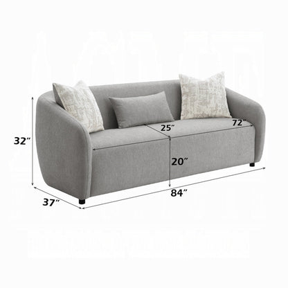 Canapé Tiena, 3 coussins décoratifs, lin gris clair moderne, 84 pouces