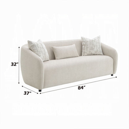 Canapé Tiena, 3 coussins décoratifs, lin beige chaud moderne, 84 pouces
