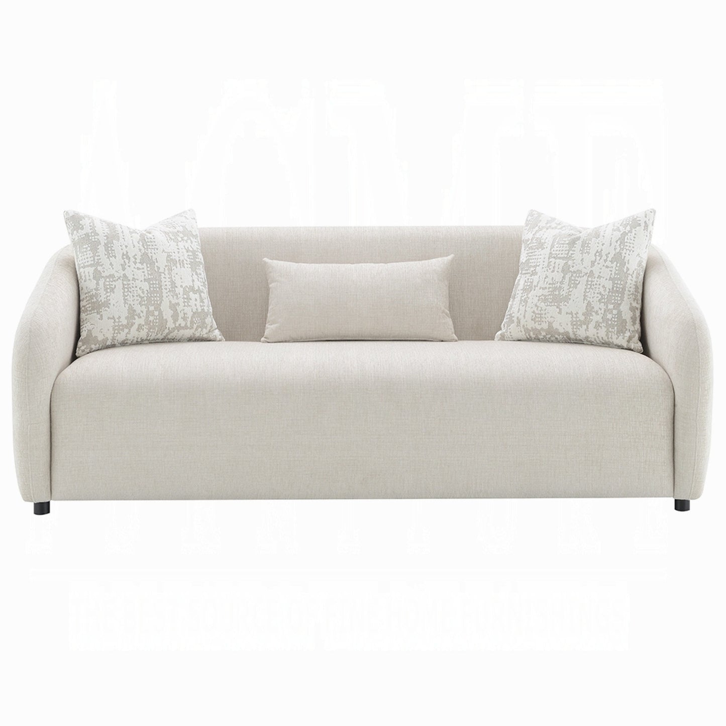 Canapé Tiena, 3 coussins décoratifs, lin beige chaud moderne, 84 pouces