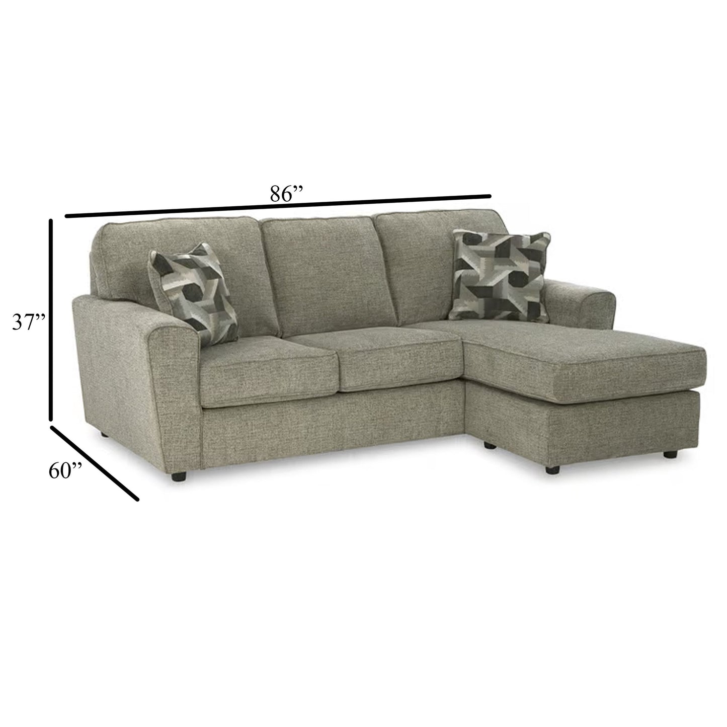 Canapé-lit Timu en L, 218 cm, 2 coussins décoratifs, polyester gris