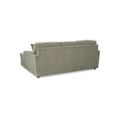 Canapé-lit Timu en L, 218 cm, 2 coussins décoratifs, polyester gris