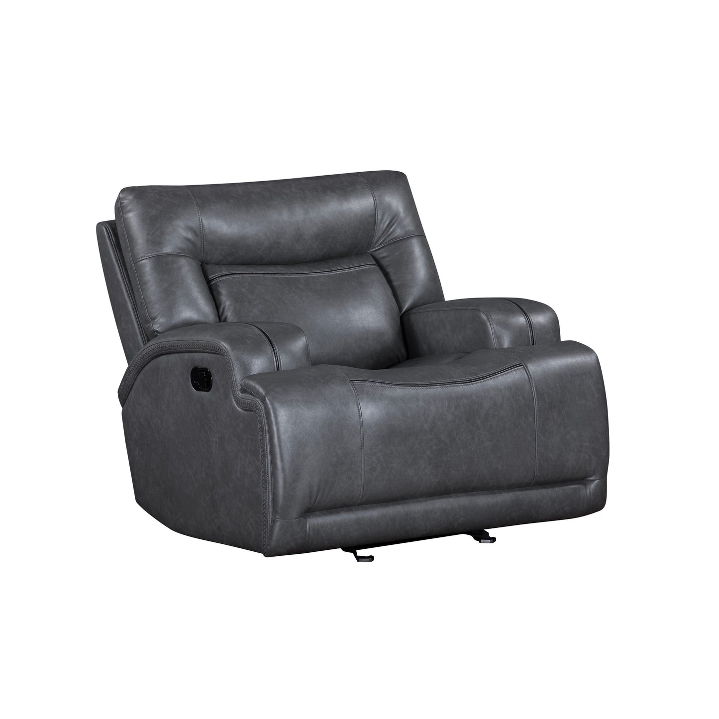 Fauteuil inclinable manuel Tito, polyester gris, accoudoirs coussinés