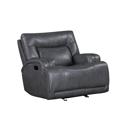 Fauteuil inclinable manuel Tito, polyester gris, accoudoirs coussinés