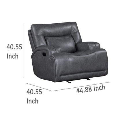 Fauteuil inclinable manuel Tito, polyester gris, accoudoirs coussinés