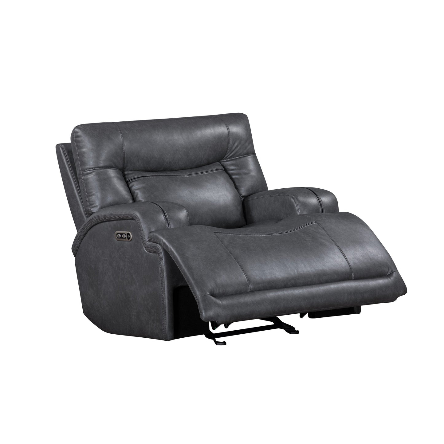 Fauteuil inclinable électrique Tito Power Glider, polyester gris, accoudoirs coussinés