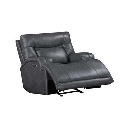 Fauteuil inclinable électrique Tito Power Glider, polyester gris, accoudoirs coussinés