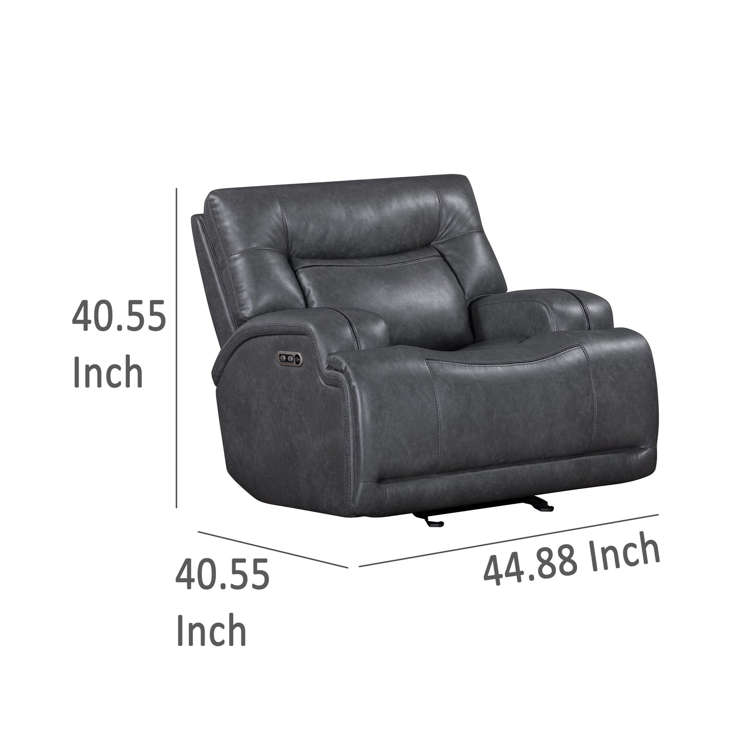 Fauteuil inclinable électrique Tito Power Glider, polyester gris, accoudoirs coussinés