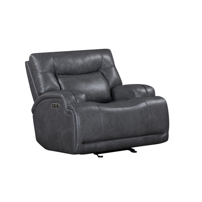 Fauteuil inclinable électrique Tito Power Glider, polyester gris, accoudoirs coussinés