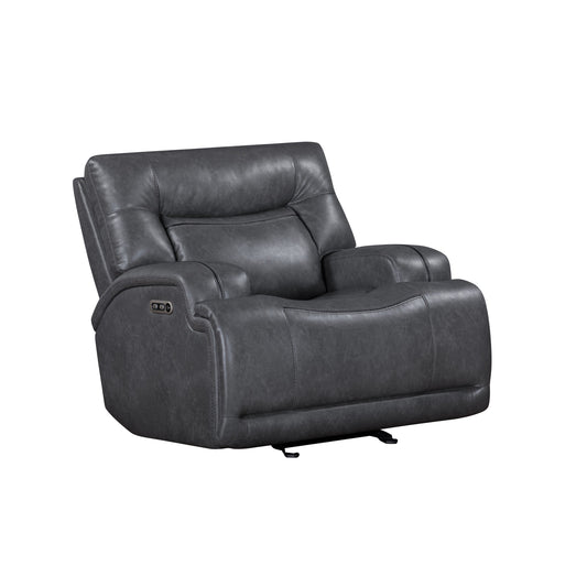 Fauteuil inclinable électrique Tito Power Glider, polyester gris, accoudoirs coussinés