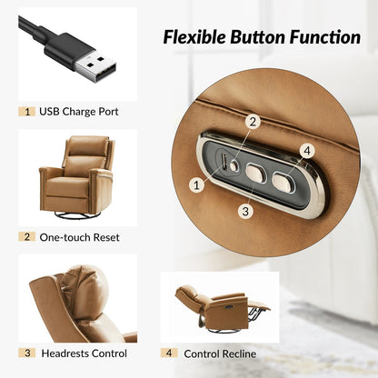 Fauteuil inclinable électrique pivotant et à bascule traditionnel Tobias par HULALA HOME