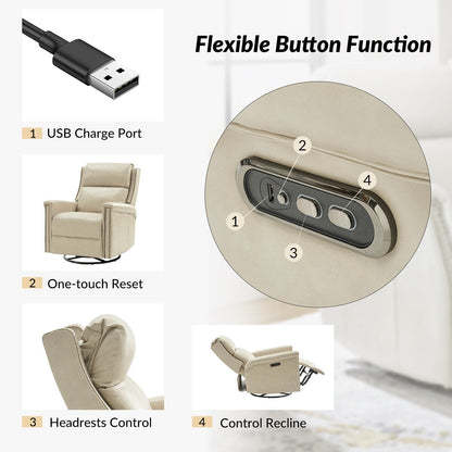 Fauteuil inclinable électrique pivotant et à bascule traditionnel Tobias par HULALA HOME
