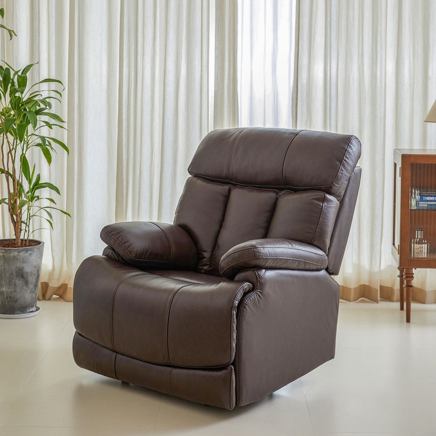 Fauteuil inclinable électrique en cuir pleine fleur, appui-tête réglable, repose-pieds extensible, fauteuil inclinable à gravité zéro