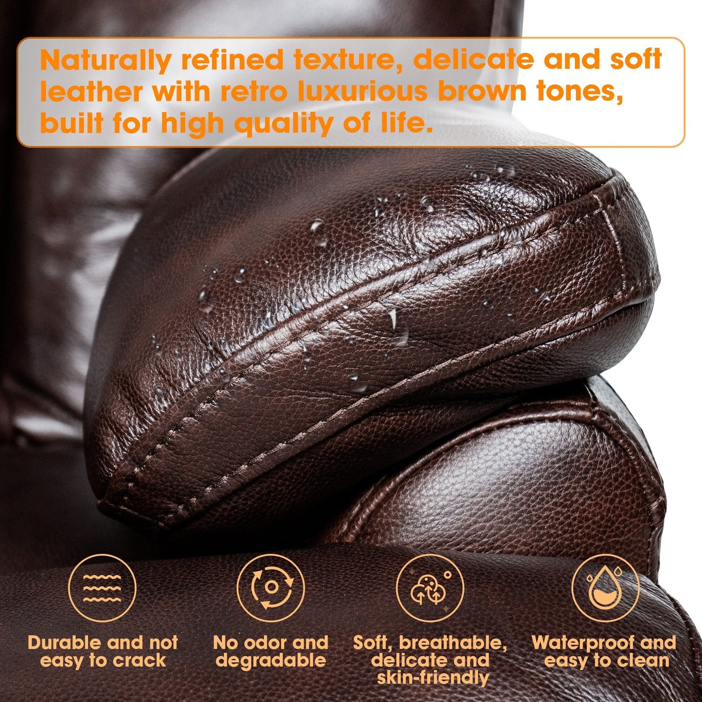 Fauteuil inclinable électrique en cuir pleine fleur, appui-tête réglable, repose-pieds extensible, fauteuil inclinable à gravité zéro