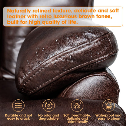 Fauteuil inclinable électrique en cuir pleine fleur, appui-tête réglable, repose-pieds extensible, fauteuil inclinable à gravité zéro