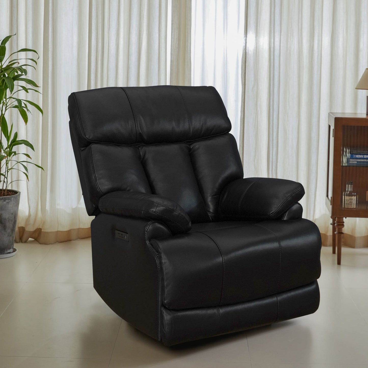 Fauteuil inclinable électrique en cuir pleine fleur, appui-tête réglable, repose-pieds extensible, fauteuil inclinable à gravité zéro