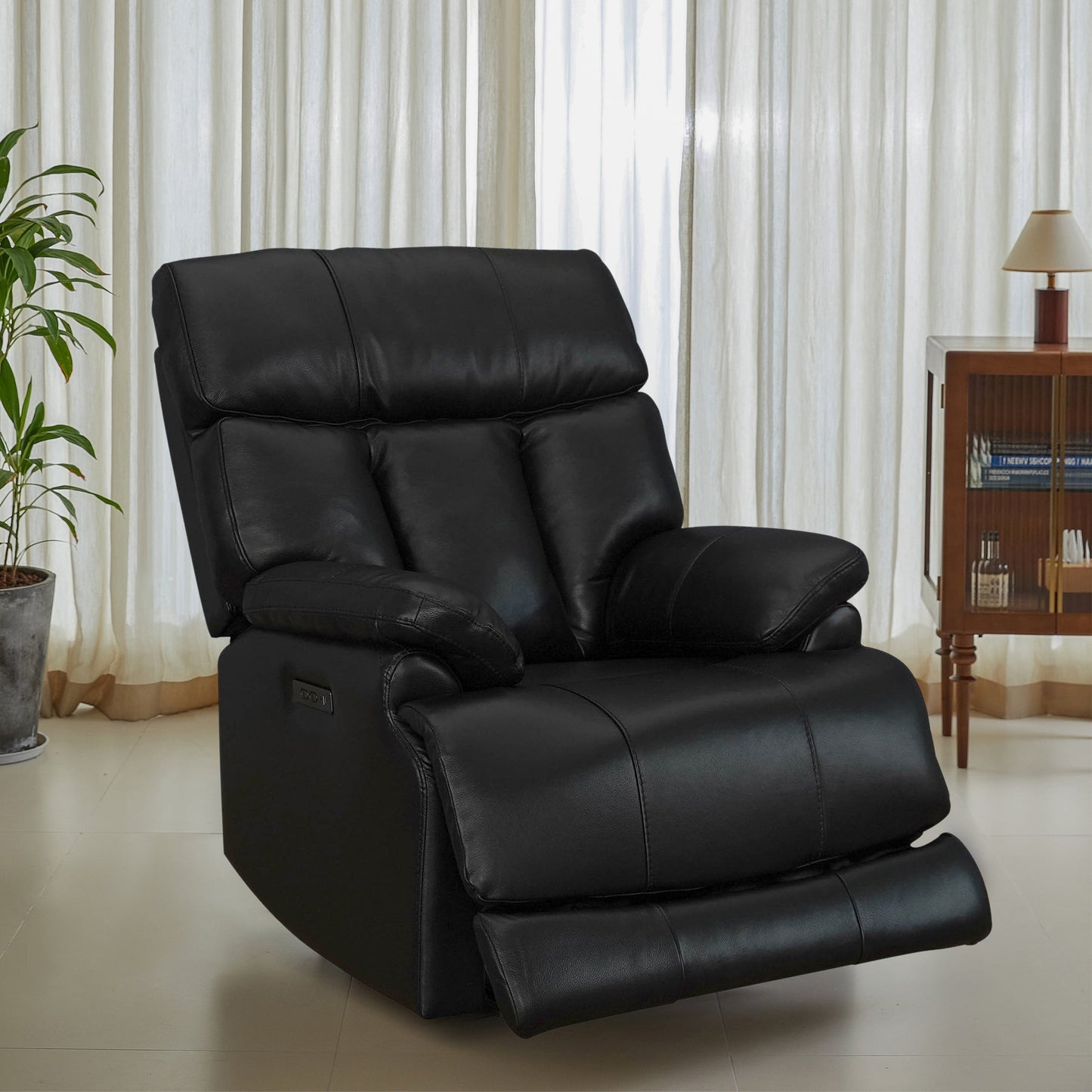 Fauteuil inclinable électrique en cuir pleine fleur, appui-tête réglable, repose-pieds extensible, fauteuil inclinable à gravité zéro