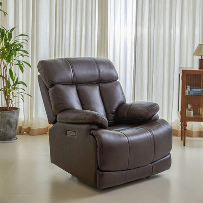 Fauteuil inclinable électrique en cuir pleine fleur, appui-tête réglable, repose-pieds extensible, fauteuil inclinable à gravité zéro