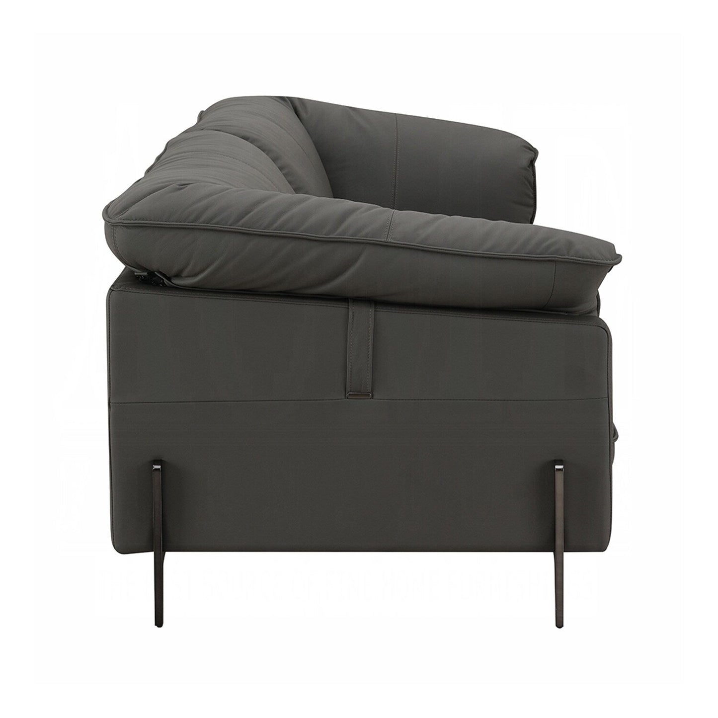 Canapé rembourré en cuir pleine fleur avec pieds en métal noir