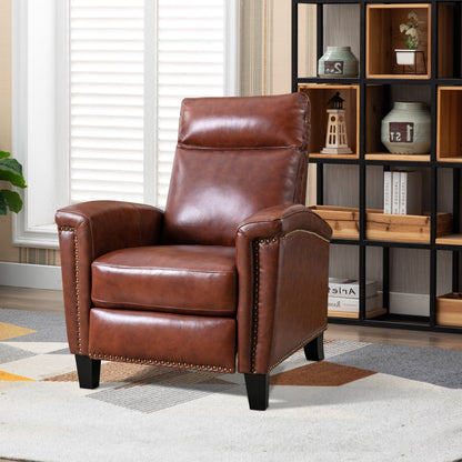 Fauteuil inclinable en cuir avec garniture cloutée