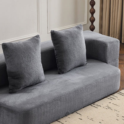 Canapé sectionnel transformable avec 3 tabourets ottomans - Lit pliant en mousse de soutien, chaise longue compacte en chenille