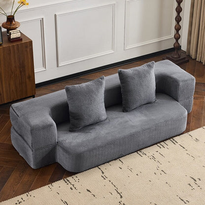 Canapé sectionnel transformable avec 3 tabourets ottomans - Lit pliant en mousse de soutien, chaise longue compacte en chenille