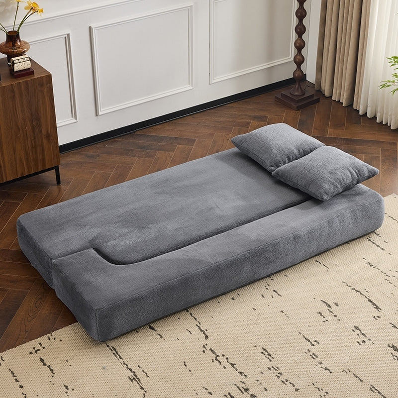 Canapé sectionnel transformable avec 3 tabourets ottomans - Lit pliant en mousse de soutien, chaise longue compacte en chenille
